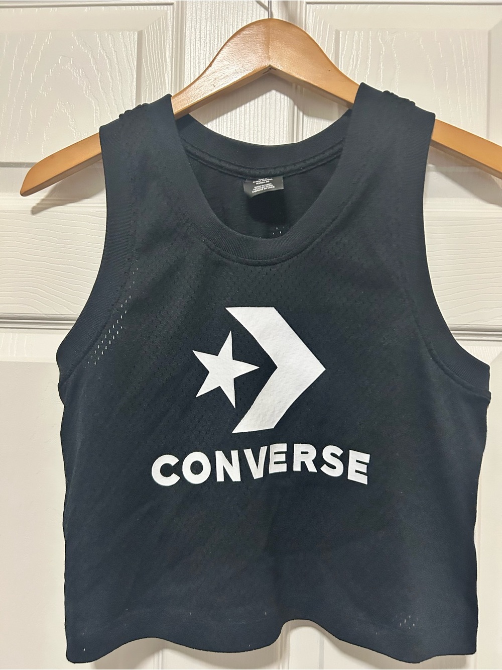 CONVERSE BLACK STRIPE CROP VEST TANK TOP SIZE XS